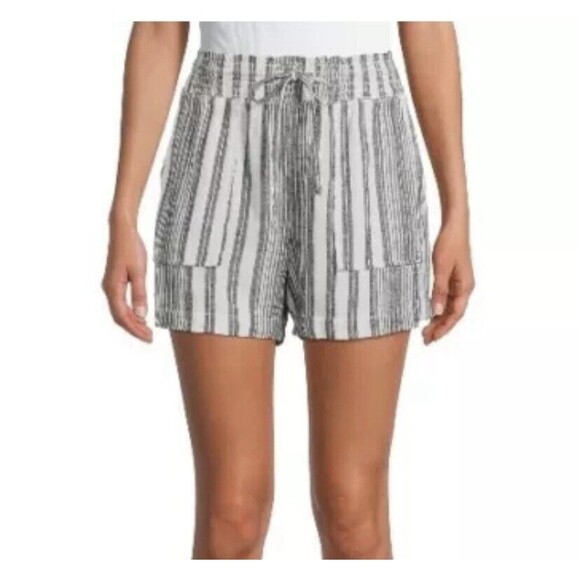 ⭐️ Time and Tru Shorts Womens 3XL Linen Striped Drawstring Waist Pull-On NWT - Picture 1 of 7